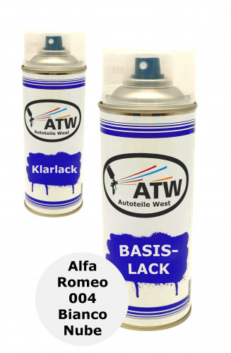 Autolack für Alfa Romeo 004 Bianco Nube +400ml Klarlack Set